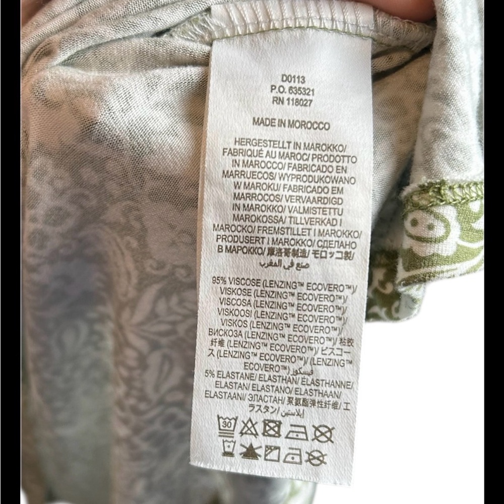 Boden Flutter Sleeve Floral Jersey Dress In Green Ivory W Pockets Size 12L - Picture 7 of 7